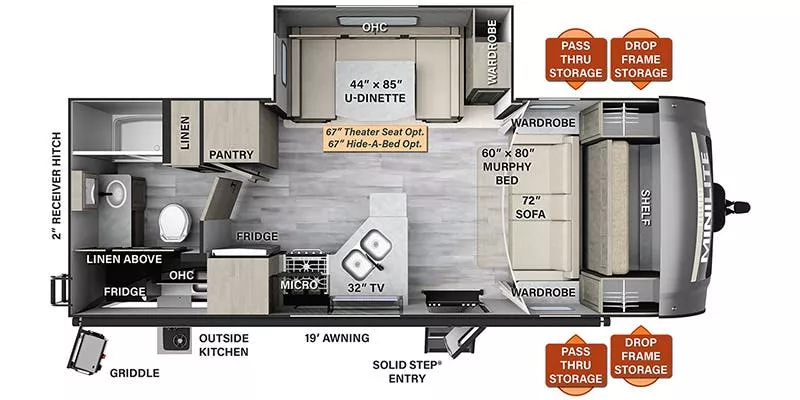 25' 2023 Forest River Rockwood Mini Lite 2507S Floorplan