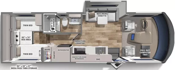 28' 2024 Forest River Coachman Euro 25TB w/Slide Floorplan