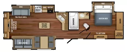 39' 2018 Jayco Eagle 338RETS w/3 Slides Floorplan