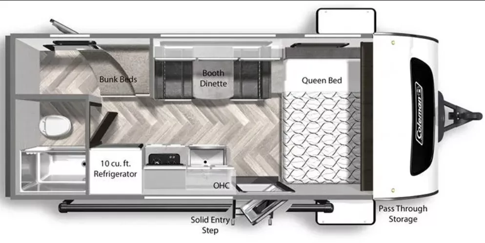 20' 2022 Dutchmen Coleman Rubicon 1628BH - Bunk House Floorplan