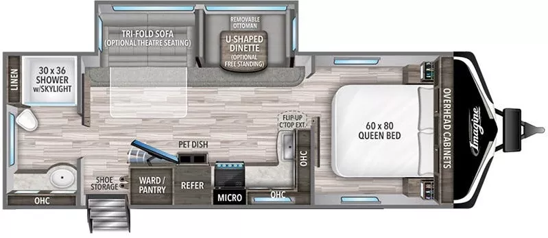 29' 2022 Grand Design Imagine 2600RB w/Slide Floorplan