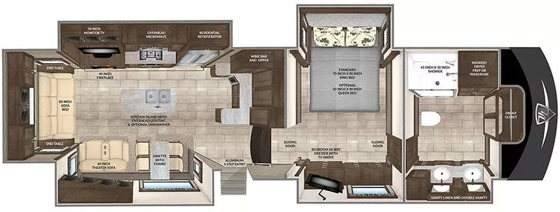 39' 2022 Vanleigh RV Beacon 39GBB w/3 Slides Floorplan