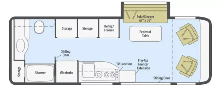 24' 2015 Winnebago Era 170C w/Slide Floorplan