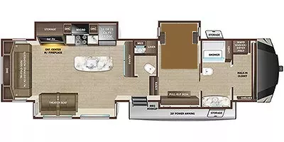 43' 2022 Highland RV Silverstar 379FBS w/4 Slides Floorplan