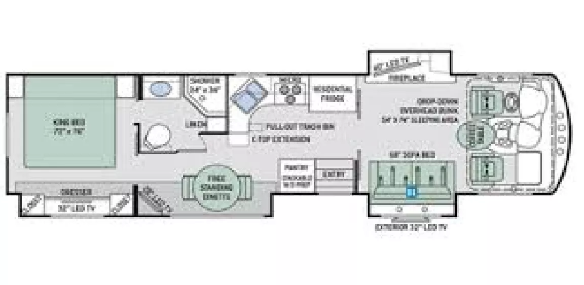 38' 2017 Thor Challenger 37KT w/3 Slides Floorplan