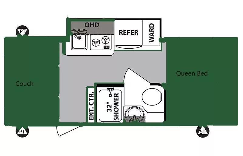 20' 2018 Forest River Rpod 190 w/Slide Floorplan