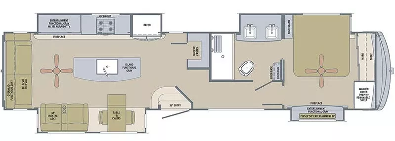 42' 2021 Forest River River Ranch 390RL w/4 Slides Floorplan