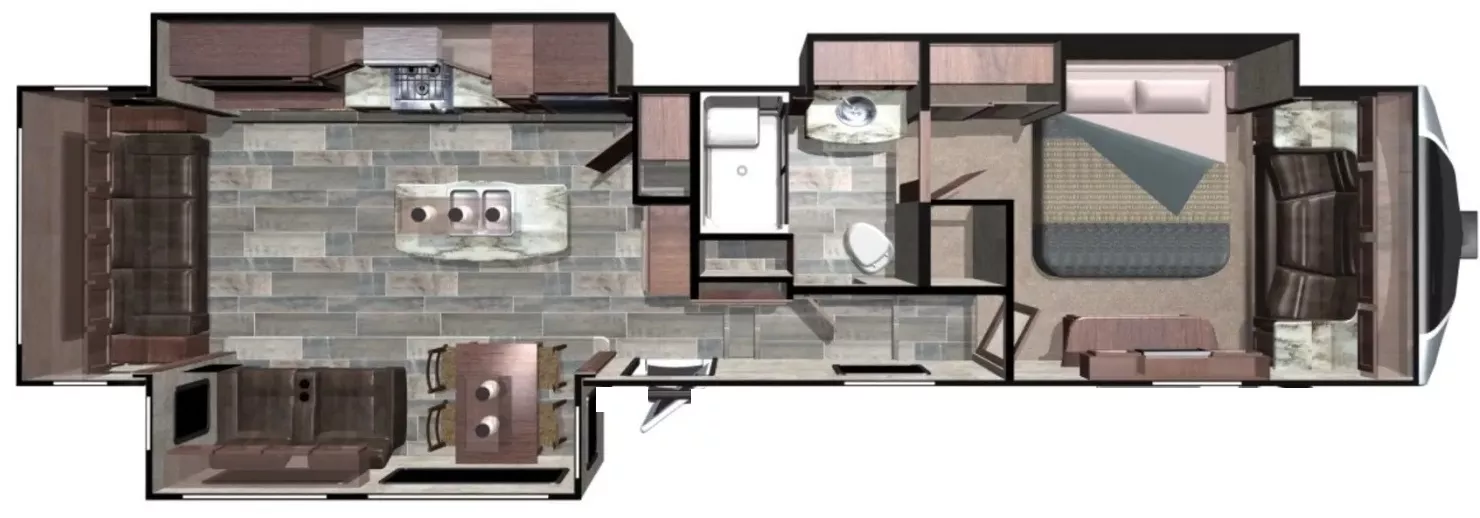 39' 2019 Highland RV Open Range 384RLS w/3 Slides Floorplan