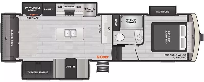 33' 2023 Keystone Arcadia Super Lite 332SLRL w/3 Slides Floorplan