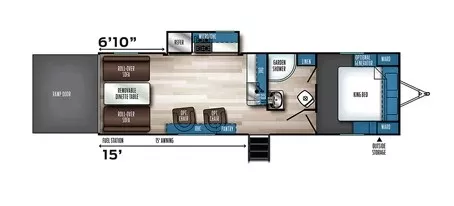 34' 2021 Forest River Vengeance ROGUE 26VKS w/Slide - Toy Hauler Floorplan