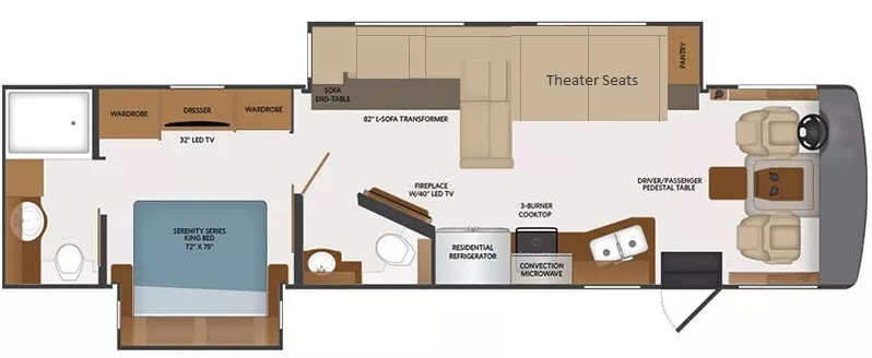 36' 2019 Fleetwood Bounder 35K w/2 Slides Floorplan
