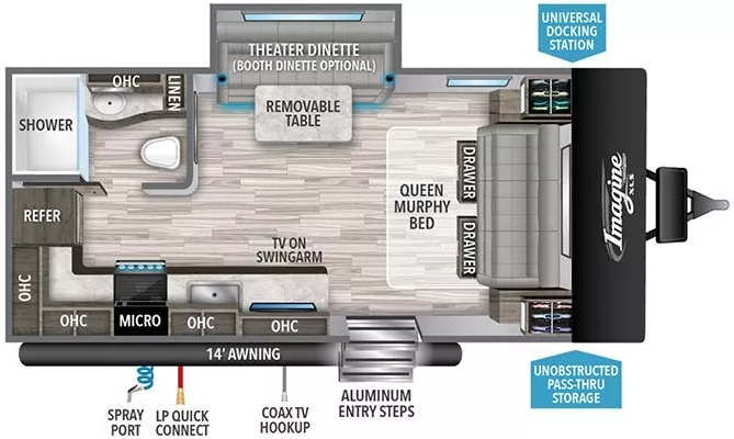 24' 2021 Grand Design Imagine Xls 17MKE w/Slide Floorplan