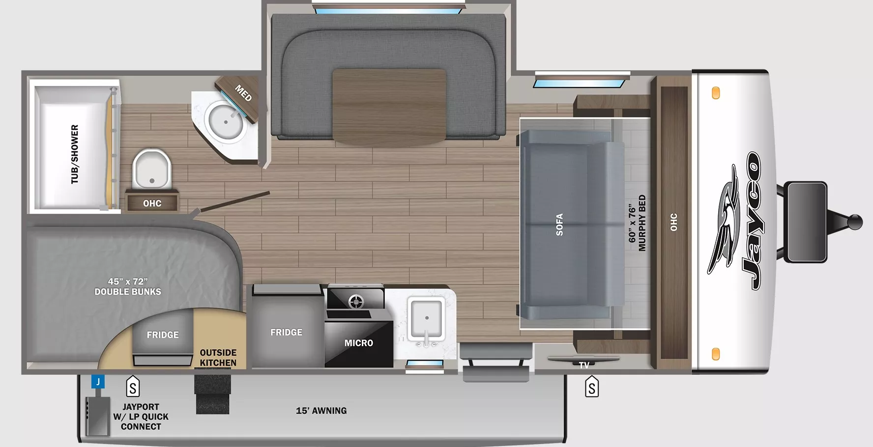 23' 2023 Jayco Jay Feather 199MBS - Bunk House Floorplan