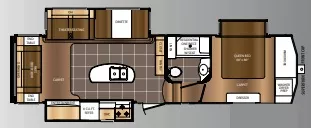 33' 2016 Forest River Primetime Crusader 315RST w/3 Slides Floorplan