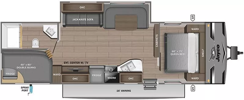 33' 2023 Jayco Jay Flight 284BHS w/Slide - Bunk House Floorplan