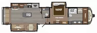 40' 2016 Keystone Montana Luxury 3910FB w/3 Slides & Generator Floorplan