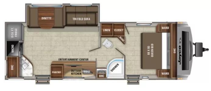 32' 2021 Jayco White Hawk 26RK w/Slide Floorplan