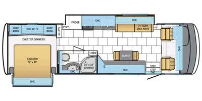 31' 2014 Newmar Bay Star 3103 w/2 Slides Floorplan