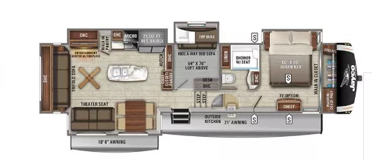 42' 2021 Jayco Eagle 355 MBQS w/4 Slides - Bunk House Floorplan