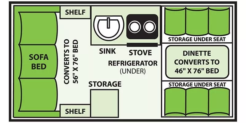 15' 2021 A Liner Aliner RANGER 12 Floorplan