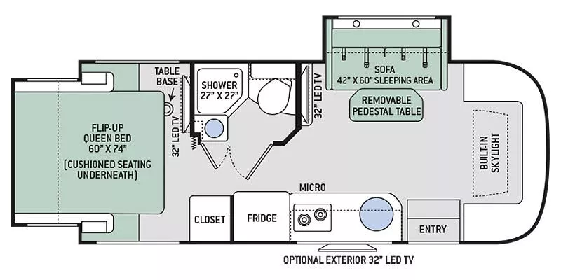 24' 2018 Thor Compass 24TX w/2 Slides Floorplan