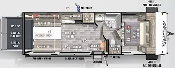 29' 2020 Forest River Wildwood Fsx 260RT - Toy Hauler Floorplan