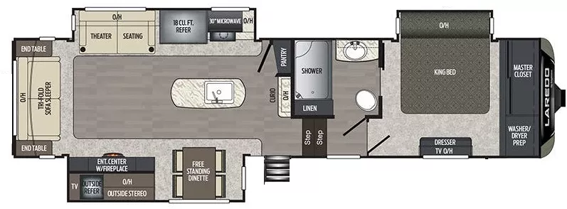 36' 2020 Keystone Laredo 325RL w/3 Slides Floorplan