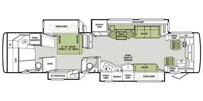 40' 2014 Tiffin Allegro Bus 40QBP 450hp Cummins w/4 Slides Floorplan