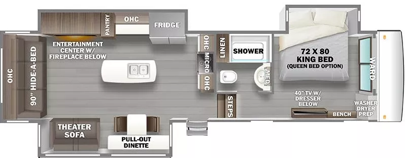 38' 2022 Forest River Riverstone Reserve 3670RL Floorplan