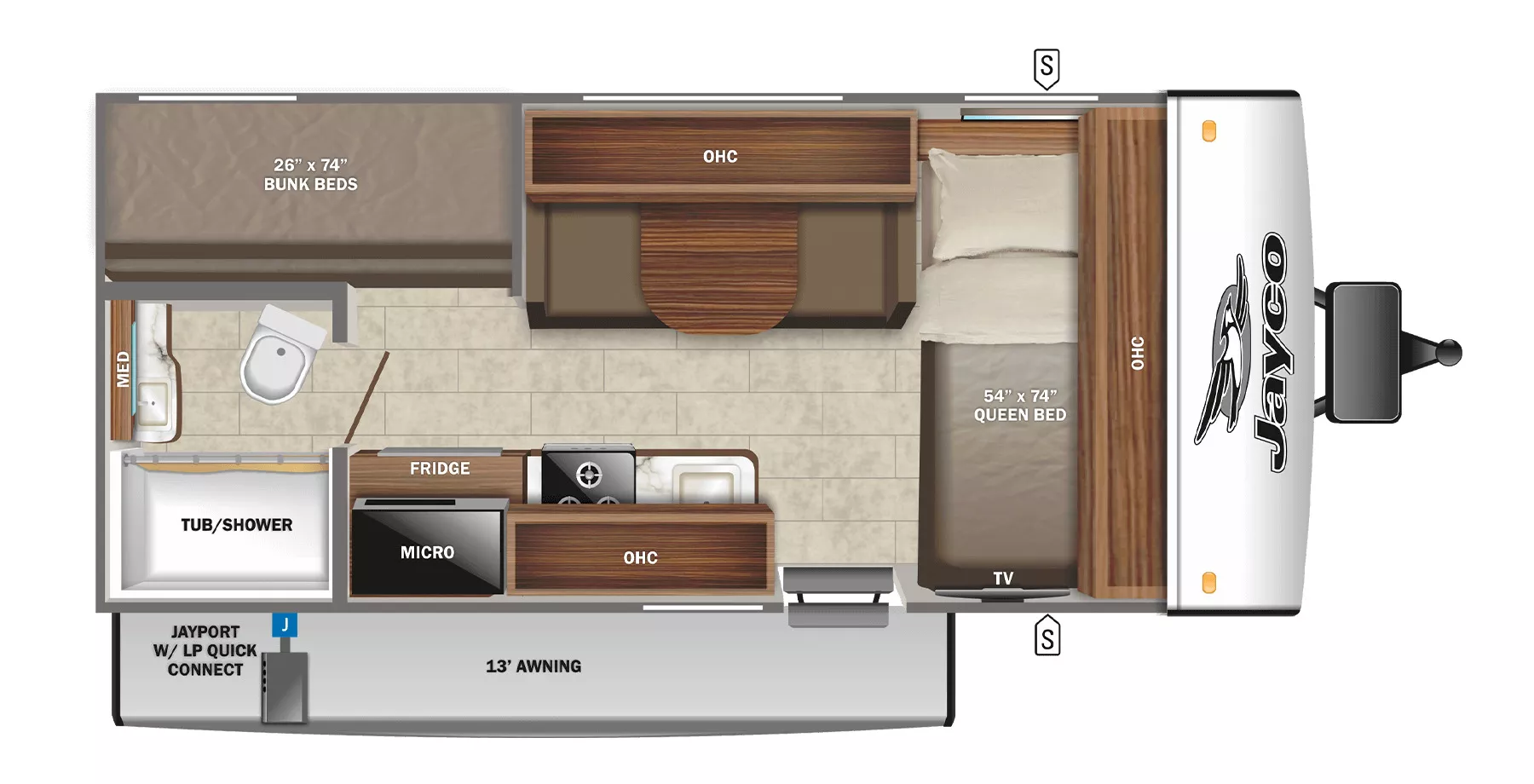 20' 2022 Jayco Jay Feather Micro 171BH - Bunk House Floorplan