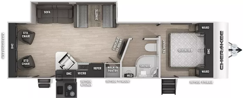 30' 2022 Forest River Cherokee 264RL w/Slide Floorplan