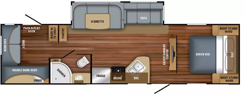 35' 2018 Jayco Jay Feather 29QB w/Slide - Bunk House Floorplan
