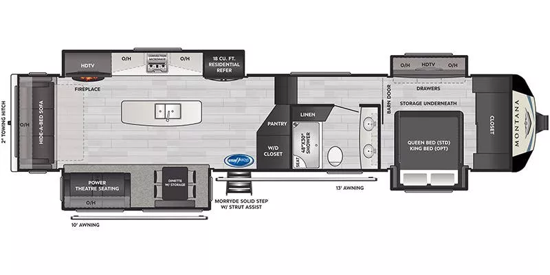 41' 2021 Keystone Montana 3781RL w/4 Slides Floorplan