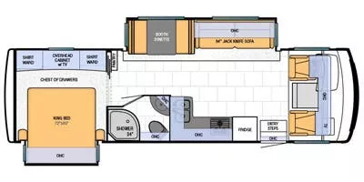 31' 2013 Newmar Bay Star 3012 w/2 Slides Floorplan