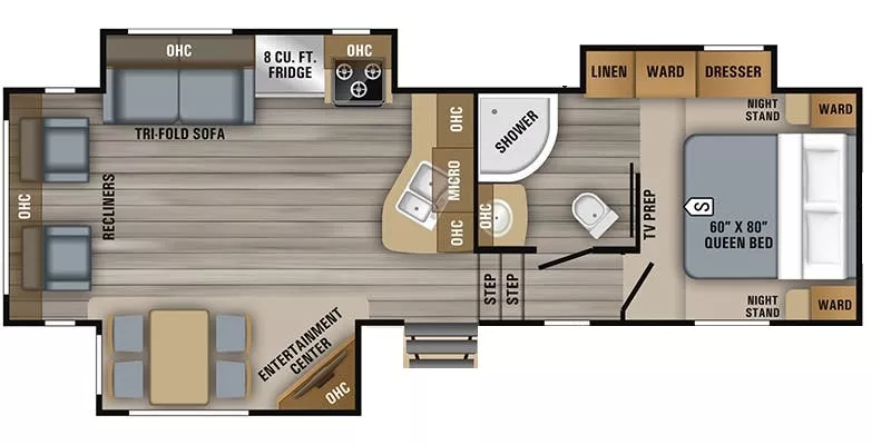 31' 2019 Jayco Eagle Htx 27SGX w/3 Slides Floorplan