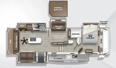 42' 2022 Forest River Sabre 36BHQ w/4 Slides - Bunk House Floorplan