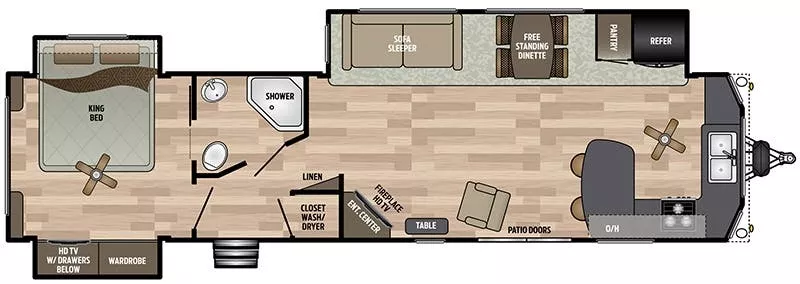 40' 2020 Keystone Residence 401FKSS w/3 Slides Floorplan