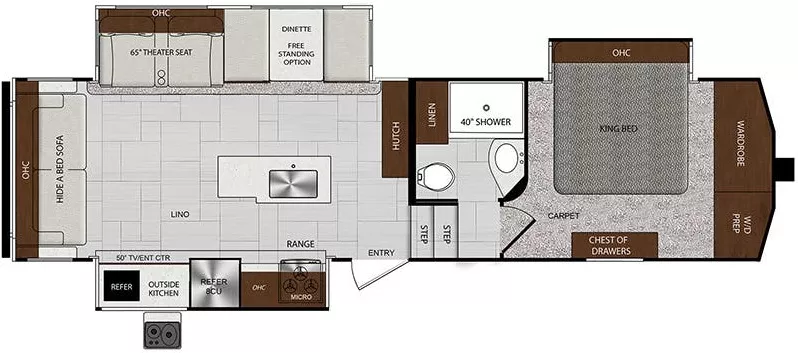 34' 2019 Forest River Impression 3000RLS w/3 Slides Floorplan