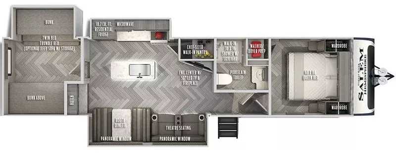 38' 2022 Forest River Salem Hemisphere 310BH w/3 Slides - Bunk House Floorplan