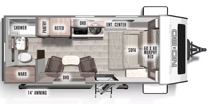 21' 2022 Forest River No Boundaries 19.2 Floorplan