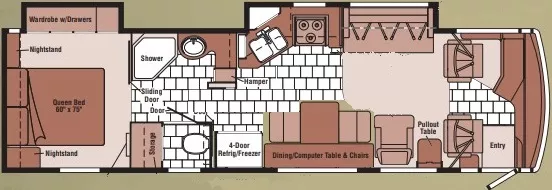 35' 2007 Winnebago Journey 34SH 300hp Cummins w/2 Slides Floorplan