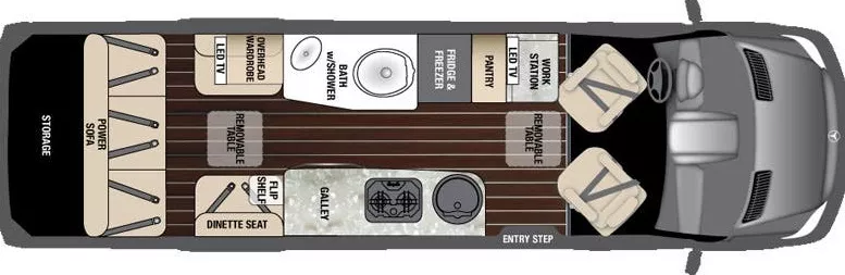 24' 2017 Airstream Interstate EXT LOUNGE Floorplan