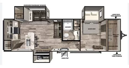 36' 2021 Forest River Vibe 31ML w/3 Slides Floorplan
