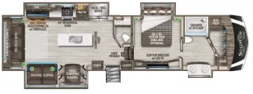 41' 2022 Grand Design Solitude 373FB w/3 Slides & Generator Floorplan