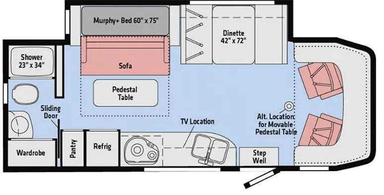 26' 2018 Winnebago View 24D w/Slide Floorplan