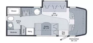 24' 2006 Winnebago View 23H w/Slide Floorplan