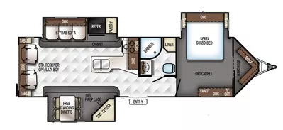 35' 2017 Forest River Windjammer 3029W w/3 Slides Floorplan