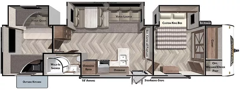 39' 2022 Forest River Wildwood 33TS w/3 Slides - Bunk House Floorplan