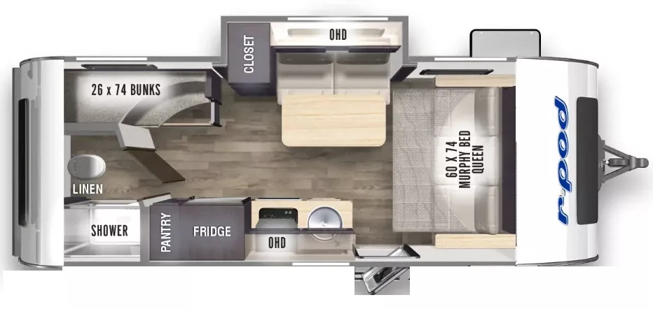 22' 2022 Forest River R Pod 193 w/Slide - Bunk House Floorplan