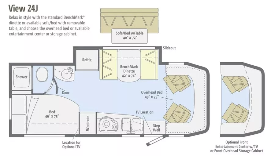 24' 2014 Winnebago View 24J w/Slide Floorplan